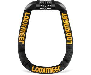 Looxmeer Bike Lock, Bike Locks High Security, Heavy Duty Thicken Chain 8mm, 5-Digit Enlarged Combination Wheel & Plug, 90cm/3ft Bicycle Lock, Chain Locks for Motorbike, Scooter, Fence, Black & Orange
