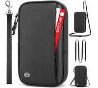 Looxmeer Family Passport Holder, RFID Travel Wallet for Women & Men, Waterproof Document Organiser, Travel Essentials for Credit Cards, Tickets, Cash, Coin, Phone, Pen with Crossbody & Wrist Strap