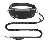 Looxmeer Hands Free Dog Lead, Dog Running Lead with 2 Handle, Reflective Adjustable Waist Walking Belt, Elastic Shock Absorbing Bungee Leash for Jogging Hiking Canicross Training for Small Medium Dogs