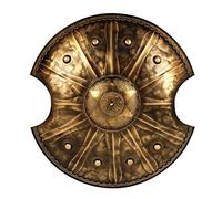 LOOYAR Antique Troy Trojan War Shield Ancient Greek Shield Handcrafted Metal Crafts for Knight Soldier Warrior Costume Battle Play Halloween Cosplay LARP Home Office Bar Lobby Wall Decoration, Brass,