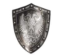 LOOYAR Medieval Holy Roman Empire Display Shield Holder 24 Inch Wall Décor Decoration (with rings to hang swords silver)