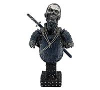 LOOYAR Resin Undead Japanese Samurai Zombie Bust Statue Sculpture Ornament Figurine Craft for Home House Living Room Porch Decoration Office Desk Desktop Table Arrangement Gift (Blue)