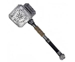 LOOYAR Viking Thunder Hammer Prop - Lightweight PU Foam, Medium, Black Iron, Detachable Head & Handle, Adult, Costume Prop