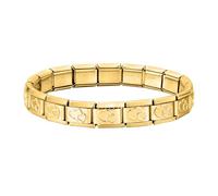 Loozykit 18 Italian charm bracelet silver gold bracelet for women Italian charms for bracelets 9mm detachable Starter Bangle Stainless Steel Italian Link Charm girl gift(Golden empty hearts)