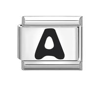 Loozykit Italian Charm Bracelet Charms Black Letter A-Z Italian charms silver Link Italian Style Charms fits All 9mm Bracelet Personality Charms Bracelets Accessories Girl Gift(Black A)