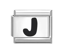 Loozykit Italian Charm Bracelet Charms Black Letter A-Z Italian charms silver Link Italian Style Charms fits All 9mm Bracelet Personality Charms Bracelets Accessories Girl Gift(Black J)