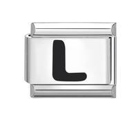 Loozykit Italian Charm Bracelet Charms Black Letter A-Z Italian charms silver Link Italian Style Charms fits All 9mm Bracelet Personality Charms Bracelets Accessories Girl Gift(Black L)