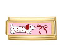 Loozykit Italian Charm Bracelet Charms Gold Long 2cm Italian charms 9mm Pet Photos italian style charms for women splicablestainless steel italian bangle modules DIY Gift(White dog bow)