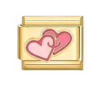 Loozykit Italian Charm Bracelet Charms Gold Modular for Italian Charms Women's Italian Style Charms fits all 9mm Bracelet Diy charms bracelets Accessories Girl Mother Gift(Golden double love)