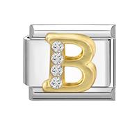 Loozykit Italian Charm Bracelet Charms Letter A-Z Italian charms silver Link Italian Style Charms fits All 9mm Bracelet Personality Charms Bracelets Accessories Girl Gift(Silver gold B)
