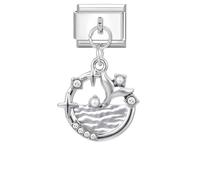 Loozykit Italian charm bracelet charms Pendant silver Italian charms bracelets for women 19mm stainless colorful italian bracelet charms accessories DIY gift(Silver fishtail)