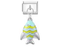 Loozykit Italian charm bracelet charms Pendant silver Italian charms bracelets for women 20mm stainless colorful italian bracelet charms accessories DIY gift(Colored fish)