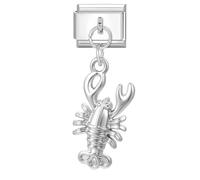 Loozykit Italian charm bracelet charms Pendant silver Italian charms bracelets for women 21mm stainless colorful italian bracelet charms accessories DIY gift(Silver lobster)