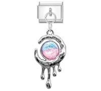 Loozykit Italian charm bracelet charms Pendant silver Italian charms bracelets for women 39mm stainless colorful italian bracelet charms accessories DIY gift(Pink blue ball water droplets)