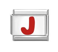 Loozykit Italian Charm Bracelet Charms RED Letter A-Z Italian charms silver Link Italian Style Charms fits All 9mm Bracelet Personality Charms Bracelets Accessories Girl Gift(Red J)
