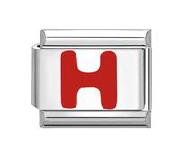 Loozykit Italian Charm Bracelet Charms RED Letter A-Z Italian charms silver Link Italian Style Charms fits All 9mm Bracelet Personality Charms Bracelets Accessories Girl Gift(Red H)