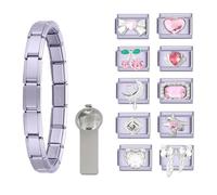 Loozykit Italian Charm Bracelet Charms Set Silver Gold Italian Charms Bracelets for Women Men 12pcs italian charms Bulk 9mm Women's italian style charms DIY Gift(Purple series)
