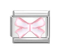 Loozykit Italian charm bracelet charms silver 9mm colorful patch styles italian charms bracelets for women stainless italian bracelet charms accessories DIY girl’s gift(Pink and white bow)