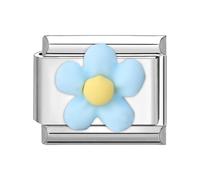 Loozykit Italian charm bracelet charms silver 9mm colorful patch styles italian charms bracelets for women stainless italian bracelet charms accessories DIY girl’s gift(Big blue flower)