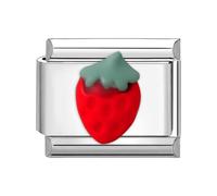 Loozykit Italian charm bracelet charms silver 9mm colorful patch styles italian charms bracelets for women stainless italian bracelet charms accessories DIY girl’s gift(Red strawberry)