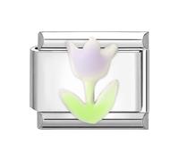 Loozykit Italian charm bracelet charms silver 9mm colorful patch styles italian charms bracelets for women stainless italian bracelet charms accessories DIY girl’s gift(Purple tulip)