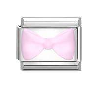 Loozykit Italian charm bracelet charms silver 9mm colorful patch styles italian charms bracelets for women stainless italian bracelet charms accessories DIY girl’s gift(bowPink)