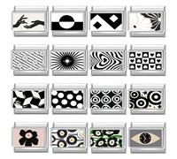 Loozykit Italian Charm Bracelet Charms Silver 9mm Italian Charms Bracelets for women italian style charms cake apple red stainless steel italian bracelet accessories DIY Gift (Black white circle)