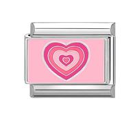 Loozykit Italian charm bracelet charms silver 9mm Italian charms for bracelet for women splicable Colorful Photos Italian style module stainless bangle accessories DIY girl gift(Gradient pink love)