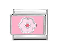 Loozykit Italian charm bracelet charms silver 9mm Italian charms for bracelet for women splicable Colorful Photos Italian style module stainless bangle accessories DIY girl gift(Foundation flower)