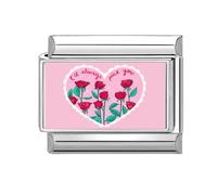 Loozykit Italian charm bracelet charms silver 9mm Pink pattern styles italian charms bracelets for women stainless italian bracelet charms accessories DIY girl’s gift(Pink rose)