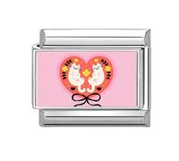 Loozykit Italian charm bracelet charms silver 9mm Pink pattern styles italian charms bracelets for women stainless italian bracelet charms accessories DIY girl’s gift(Pink bow cat)