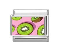 Loozykit Italian charm bracelet charms silver 9mm Pink pattern styles italian charms bracelets for women stainless italian bracelet charms accessories DIY girl’s gift(Green kiwi)