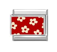 Loozykit Italian charm bracelet charms silver 9mm Red pattern style italian charms bracelets for women stainless DIY italian bracelet charms accessories girl’s gift(Safflower pattern)