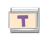 Loozykit Italian Charm Bracelet Charms Silver Beige Letter A-Z Italian Charms Women's italian Style charms fits All 9mm italian bangle Accessories Personality Girl Gift(Purple T)