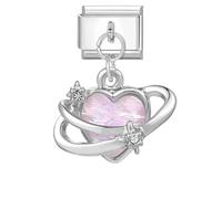 Loozykit Italian charm bracelet charms silver color Pendant Italian charms bracelets for women 9mm stainless steel italian bracelet charms DIY accessories girl boy gifts(Pink heart circle)