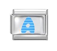 Loozykit Italian Charm Bracelet Charms Silver Colorful Letter A-Z Italian Charms Chubby Letters italian Style charms 9mm italian bangle Accessories UV Epoxy Process DIY Girl Gift(Blue pattern A)