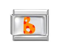 Loozykit Italian Charm Bracelet Charms Silver Colorful Letter A-Z Italian Charms Chubby Letters italian Style charms 9mm italian bangle Accessories UV Epoxy Process DIY Girl Gift(Orange dot B)