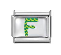 Loozykit Italian Charm Bracelet Charms Silver Colorful Letter A-Z Italian Charms Chubby Letters italian Style charms 9mm italian bangle Accessories UV Epoxy Process DIY Girl Gift(Green pattern F)