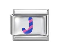Loozykit Italian Charm Bracelet Charms Silver Colorful Letter A-Z Italian Charms Chubby Letters italian Style charms 9mm italian bangle Accessories UV Epoxy Process DIY Girl Gift(Blue pink J)
