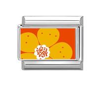 Loozykit Italian Charm Bracelet Charms silver Floral print pattern Italian charms 9mm italian bracelet charm stainless splicable accessories italian style charms DIY gift(Big orange flower)