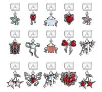 Loozykit Italian Charm Bracelet Charms Silver Gold Italian Charms set with Pendant splicable 9 mm women's italian style charms Stainless Module for italian Bracelets Gift (Red bow star love)