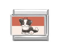 Loozykit Italian charm bracelet charms silver Italian Charms 9mm italian bracelet for women splicable Cat Dog Photos stainless steel italian bangle module DIY girl gift(Cow dog)