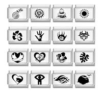 Loozykit Italian Charm Bracelet Charms silver Italian Charms black white pattern women's italian style charms adjustable fits all classic 9mm italian bracelet DIY Gift (Pipa cake hand)