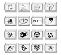 Loozykit Italian Charm Bracelet Charms silver Italian Charms black white pattern women's italian style charms adjustable fits all classic 9mm italian bracelet DIY Gift (Power love dice)