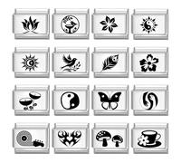 Loozykit Italian Charm Bracelet Charms silver Italian Charms black white pattern women's italian style charms adjustable fits all classic 9mm italian bracelet DIY Gift (Tai Chi Gossip Mushroom)