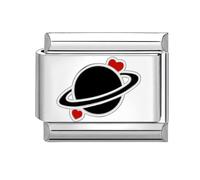 Loozykit Italian Charm Bracelet Charms Silver Italian Charms planet Women's Italian Style charms fits all 9mm Bracelet Personality charms Bracelets Accessories Girl Boy Gift(Black Planet)