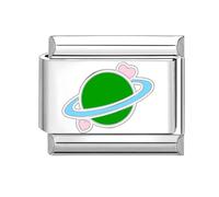 Loozykit Italian Charm Bracelet Charms Silver Italian Charms planet Women's Italian Style charms fits all 9mm Bracelet Personality charms Bracelets Accessories Girl Boy Gift(Green blue)