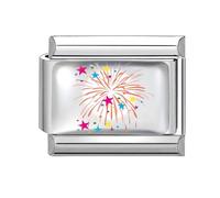 Loozykit Italian Charm Bracelet Charms Silver UV Resin Printing Italian Charms9mm Stainless Steel Italian bangle for women's Italian style Charms Modules DIY Girl Gift(Colorful fireworks)