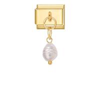 Loozykit Italian charm bracelet gold with pendant italian charms DIY adjustable 9mm stainless steel italian module bracelet Personality bracelet accessories(white drop pearl)