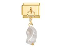 Loozykit Italian charm bracelet gold with pendant italian charms DIY adjustable 9mm stainless steel italian module bracelet Personality bracelet accessories(white special-shaped pearl)